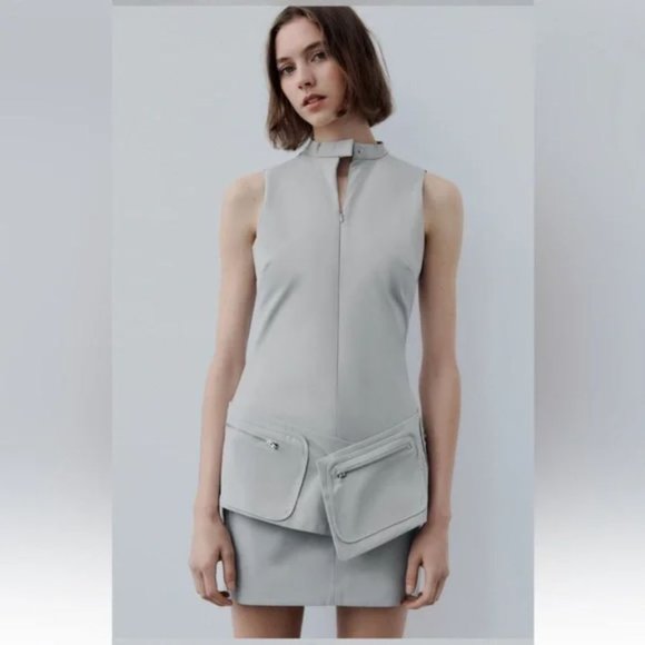 ZARA BELTED SHORT DRESS WITH POCKETS - Picture 7 of 10